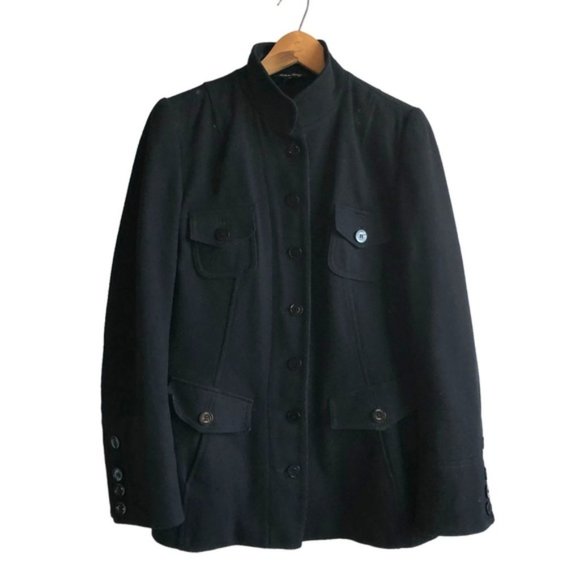 Vintage Le Chateau Button Up 90s Coat XL Black Wool Blend - Picture 16 of 16